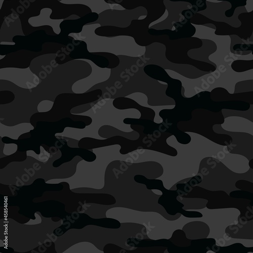 Camouflage texture seamless. black Abstract military camouflage background for fabric. Vector illustration