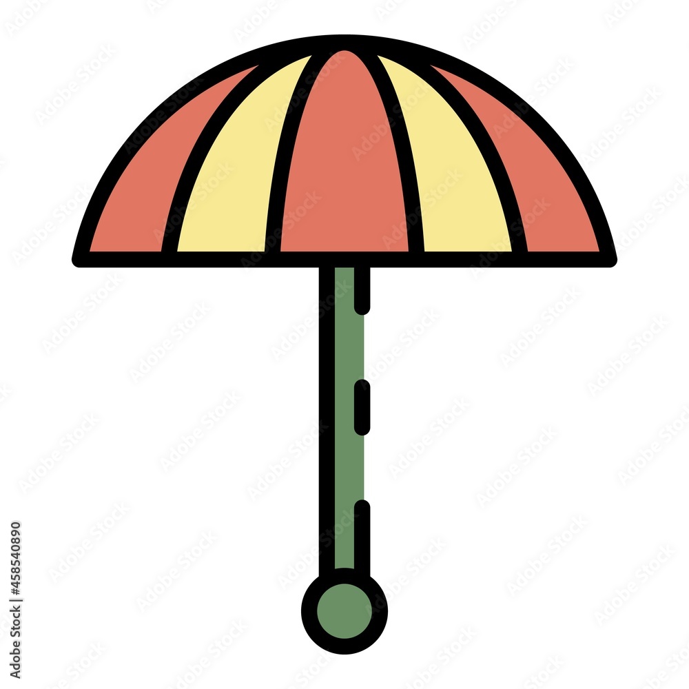 Folding parasol icon. Outline folding parasol vector icon color flat isolated Folding parasol icon. Outline folding parasol vector icon color flat isolated