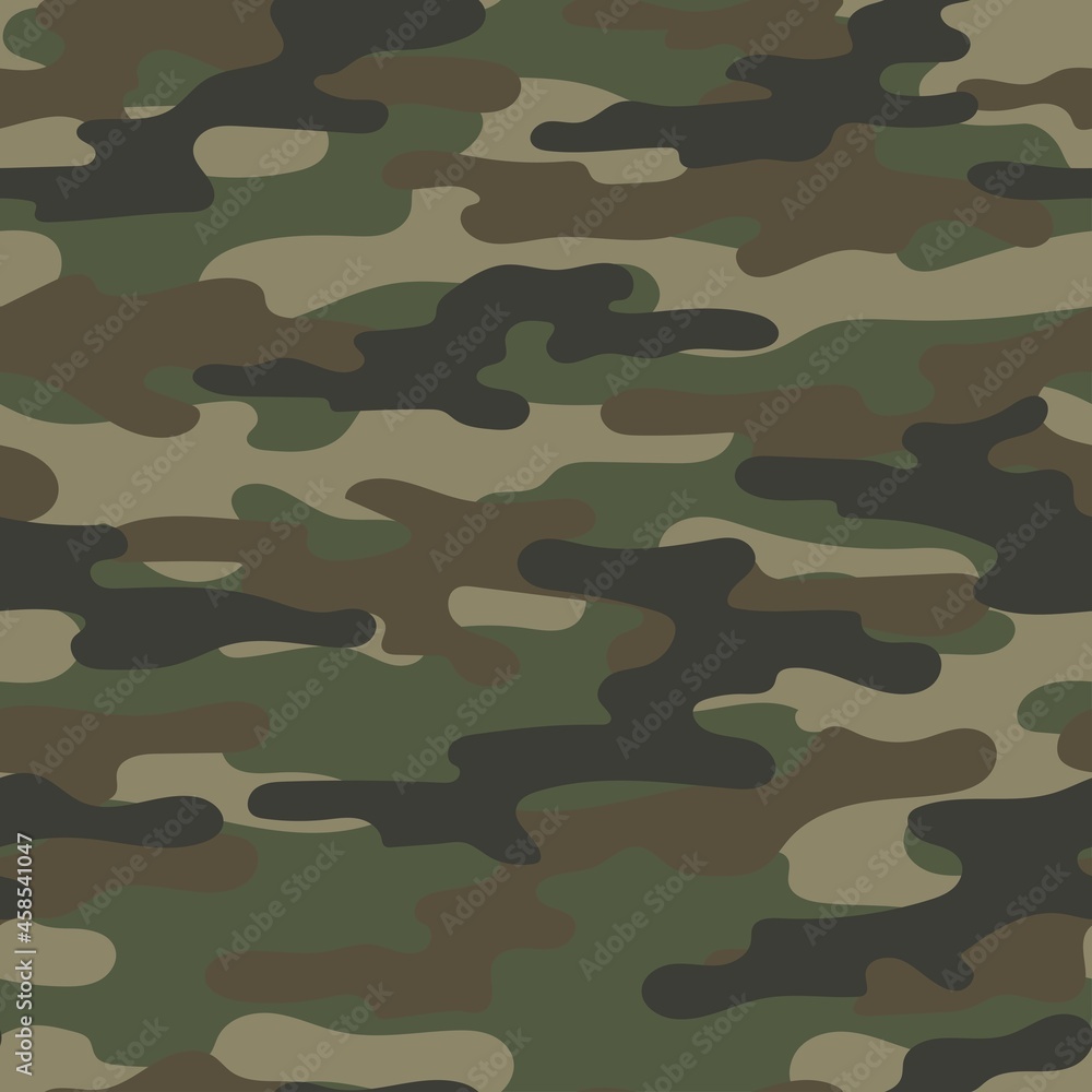 Fototapeta premium green Camouflage texture seamless. Abstract military camouflage background for fabric. Vector illustration