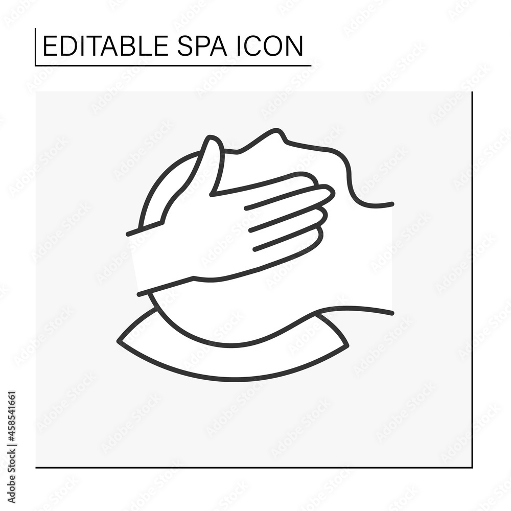 Beauty procedure line icon. Facial massage. Face lifting, anti-ageing massage. Cosmetology. Spa concept. Isolated vector illustration. Editable stroke Beauty procedure line icon. Facial massage. Face lifting, anti-ageing massage. Cosmetology. Spa concept. Isolated vector illustration. Editable stroke
