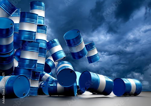 Falling oil barrels. Fuel m...