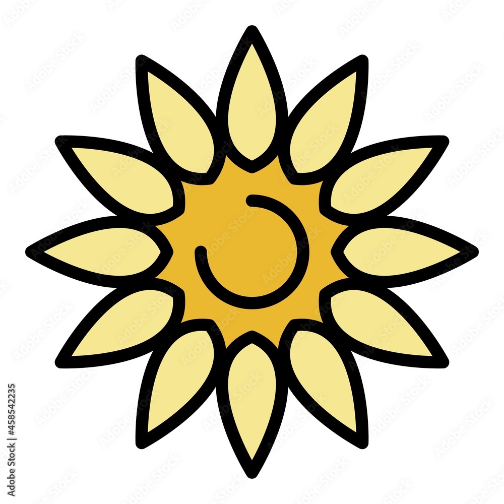 Sunny flower icon. Outline sunny flower vector icon color flat isolated Sunny flower icon. Outline sunny flower vector icon color flat isolated