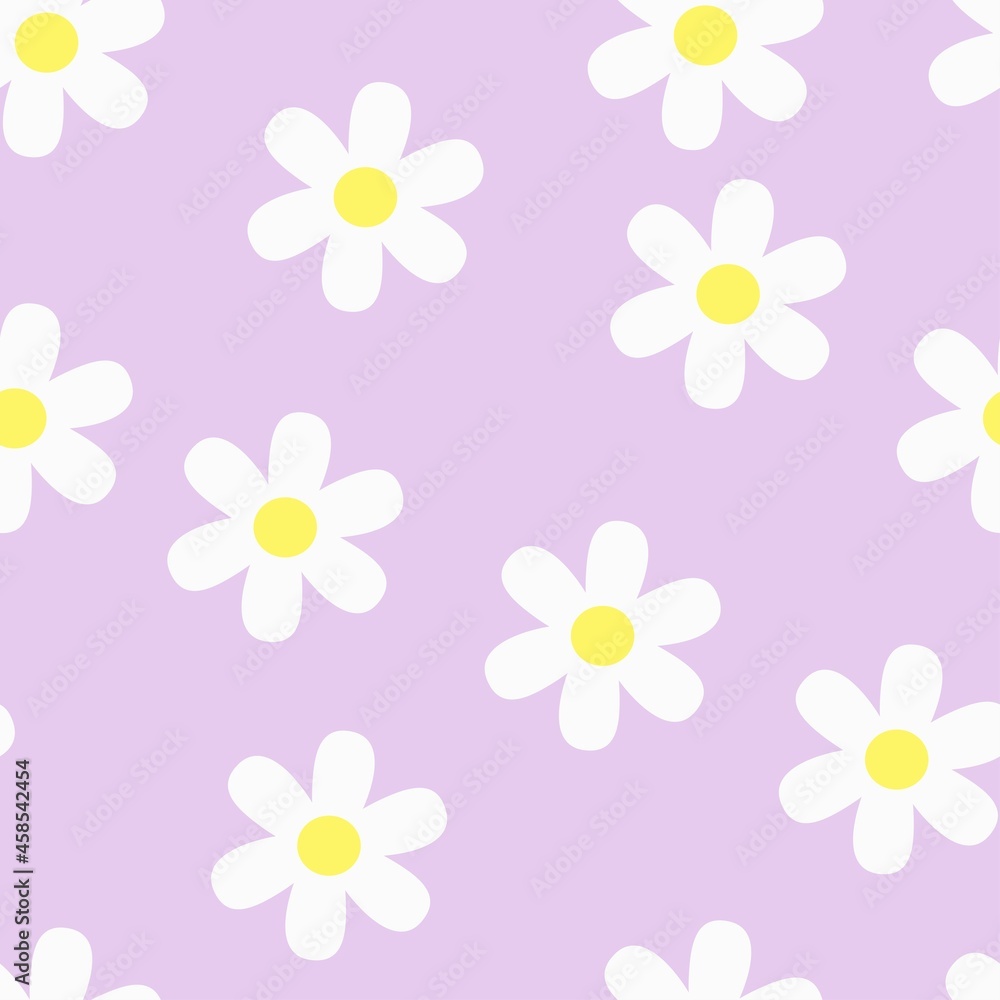 flowers seamless print. white daisies vector print for clothes or prints