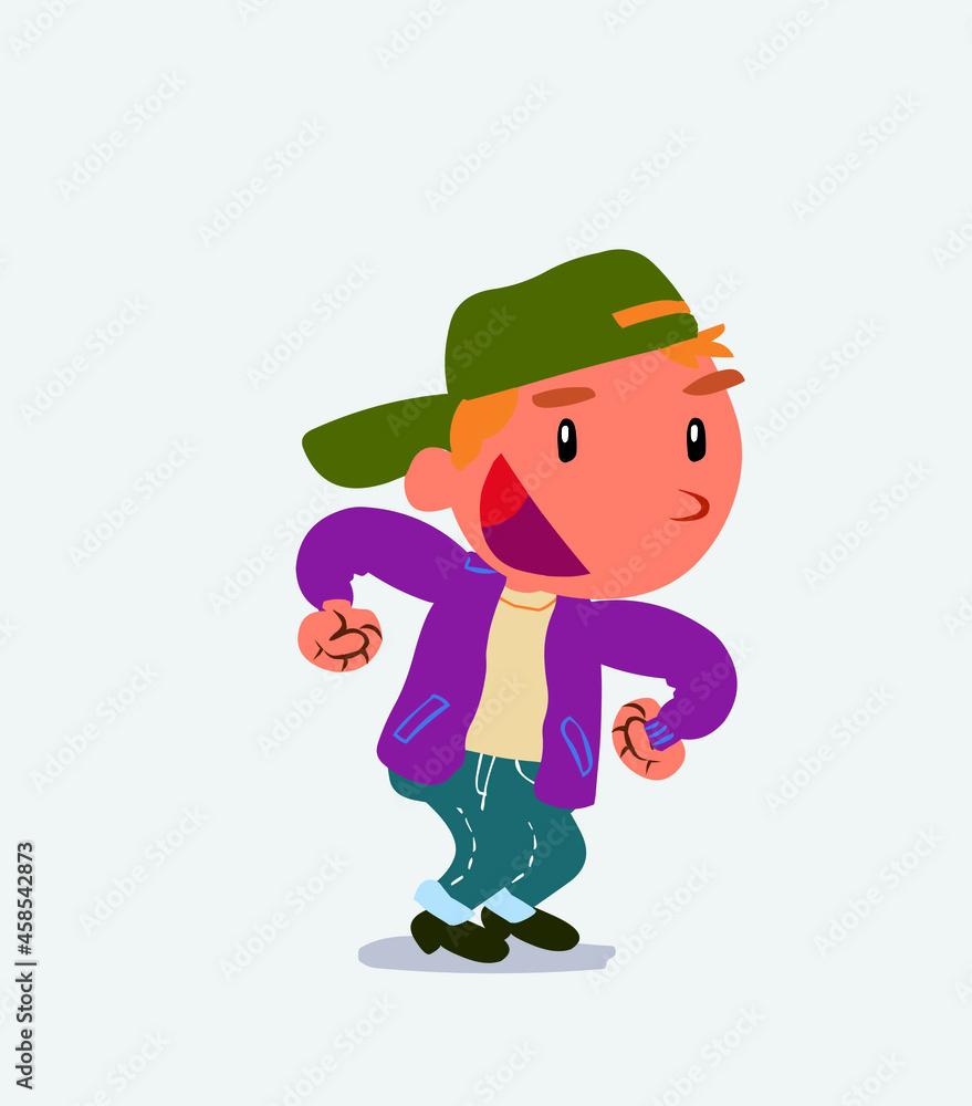 Euphoric cartoon character of little boy on jeans makes plans. Euphoric cartoon character of little boy on jeans makes plans.