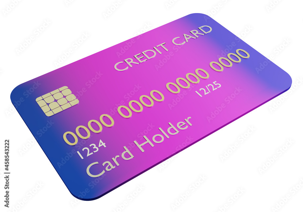 Abstract credit card isolated on white. Money, finance, payments, settlements, lending. Getting a bank loan. A card with a credit limit. Pink bank card. 3d image Abstract credit card isolated on white. Money, finance, payments, settlements, lending. Getting a bank loan. A card with a credit limit. Pink bank card. 3d image