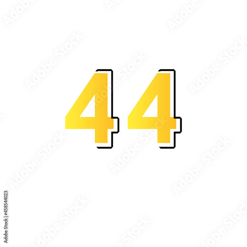 44 th anniversary event party. Vector illustration. numbers template for Celebrating.