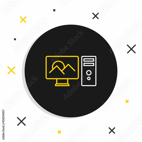 Line Photo retouching icon isolated on white background. Photographer, photography, retouch icon. Colorful outline concept. Vector