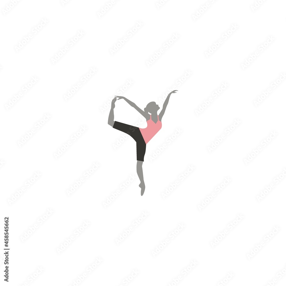 Obraz premium Silhouette of a dancing girl of triangle particles logo for ballet school dance studio Low poly style