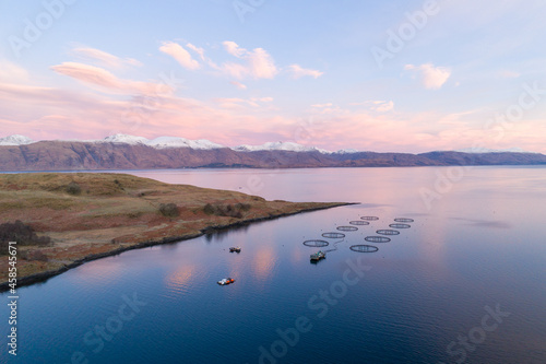 Aquaculture Fish Farm in the Early Morning Used for Fish Farming 