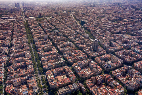 Barcelona City Spain With Amazing Architecture Aerial View