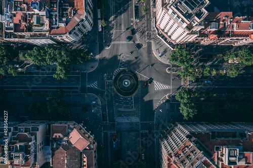 Photography Bird's Eye View of the Streets and Blocks of Barcelona Spain