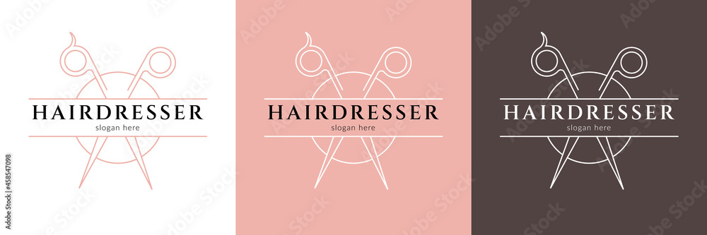 Stylish hairdresser logo - obrazy, fototapety, plakaty 