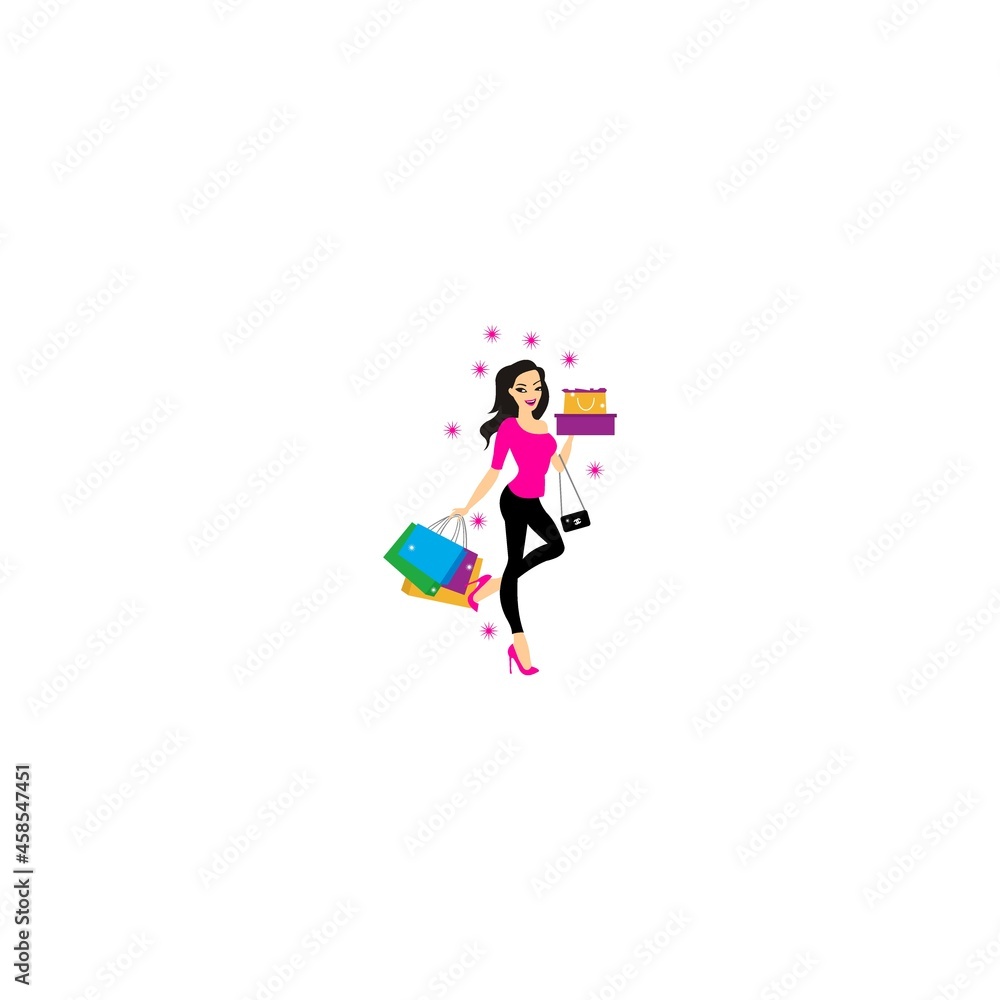 Black and white fashion woman silhouette with red bag boutique logo sale banner shopping advertising Hand drawn vector illustration art background Black and white fashion woman silhouette with red bag boutique logo sale banner shopping advertising Hand drawn vector illustration art background