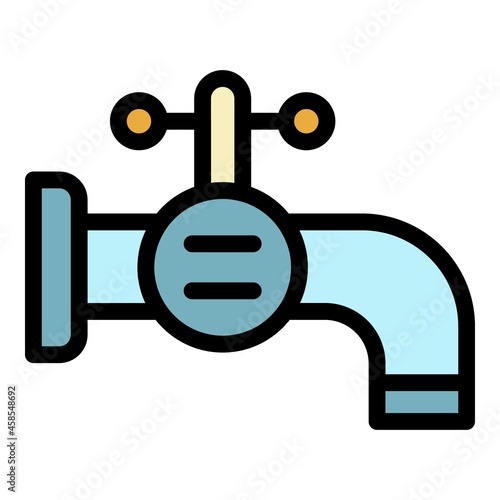 Bathroom faucet icon. Outline bathroom faucet vector icon color flat isolated