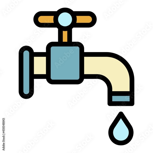 Water tap drop icon. Outline water tap drop vector icon color flat isolated
