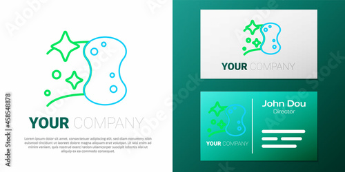Line Sponge icon isolated on white background. Wisp of bast for washing dishes. Cleaning service logo. Colorful outline concept. Vector