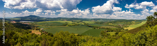 Summer view of the landscape in the Bohemian Central Mountains - Uplands - Highlands in northern Bohemia in the Czech Republic. photo