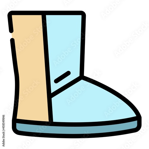 Casual ugg boot icon. Outline casual ugg boot vector icon color flat isolated