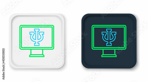 Line Online psychological counseling distance icon isolated on white background. Psychotherapy, psychological help, psychiatrist online consulting. Colorful outline concept. Vector