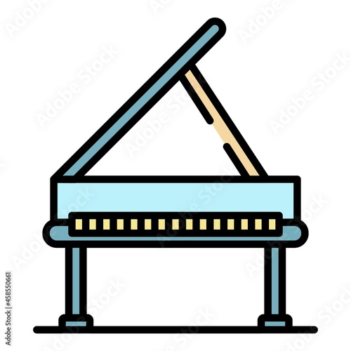 Open grand piano icon. Outline open grand piano vector icon color flat isolated