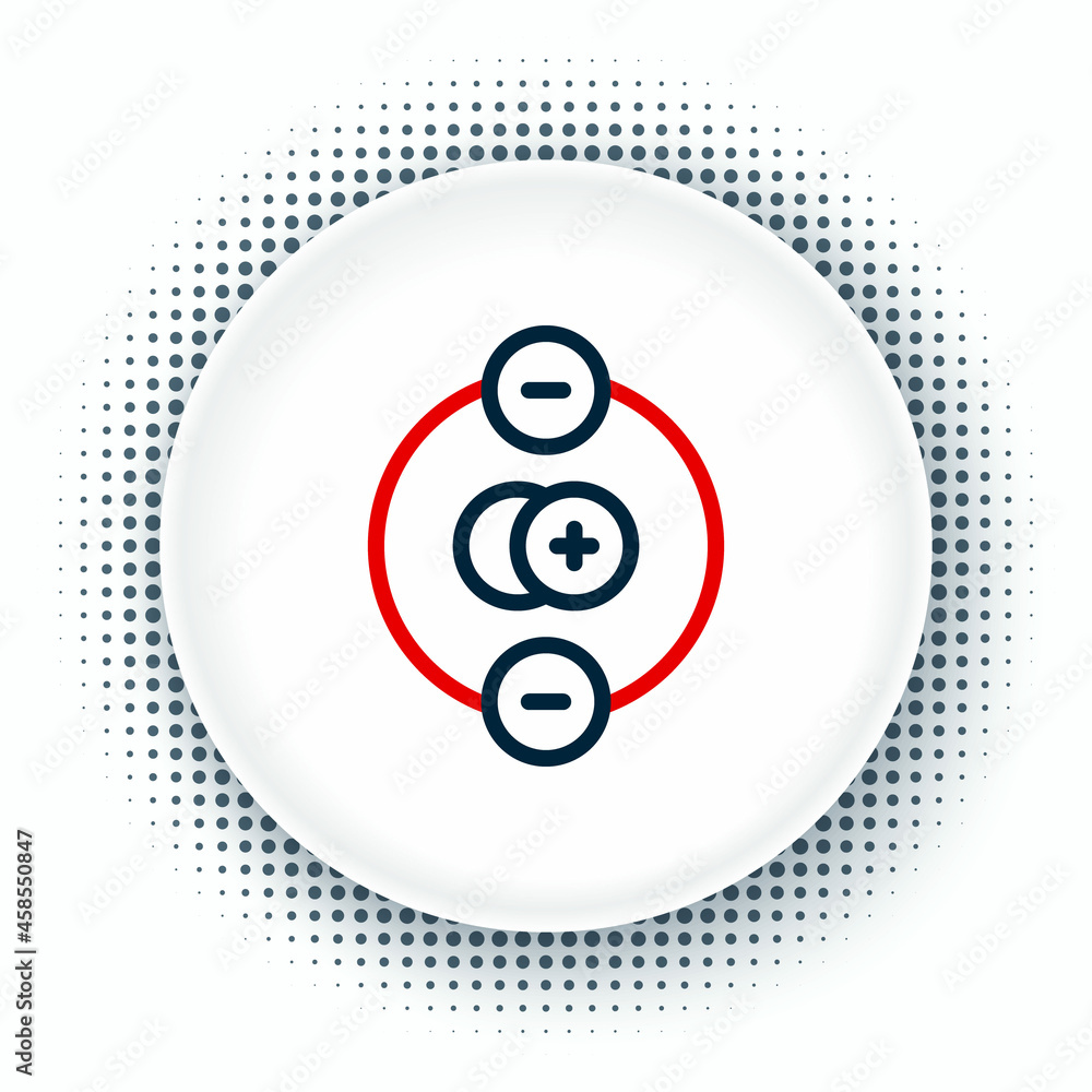 Line Atom icon isolated on white background. Symbol of science, education, nuclear physics, scientific research. Colorful outline concept. Vector Line Atom icon isolated on white background. Symbol of science, education, nuclear physics, scientific research. Colorful outline concept. Vector