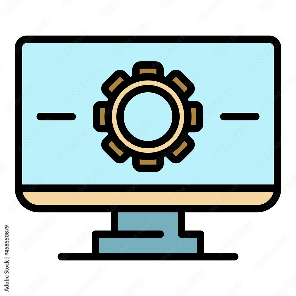Desktop update icon. Outline desktop update vector icon color flat isolated Desktop update icon. Outline desktop update vector icon color flat isolated