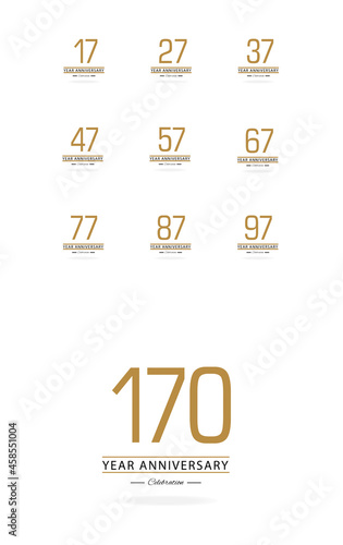 Year Anniversary Set Elegant Vector Template Design Illustration