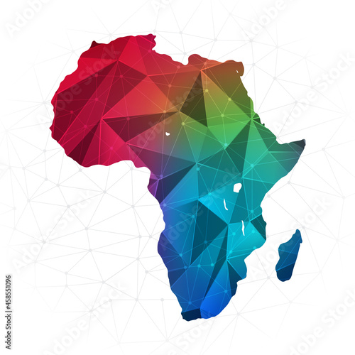 Africa Continent Map - Abstract polygon vector illustration low poly colorful style gradient graphic on white background