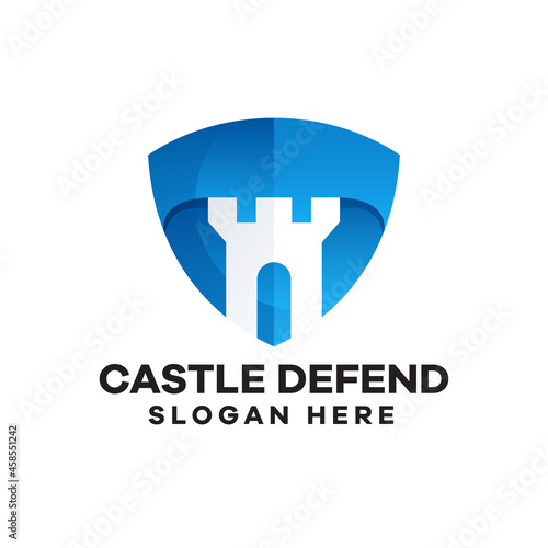 Castle Defend Gradient Logo Design