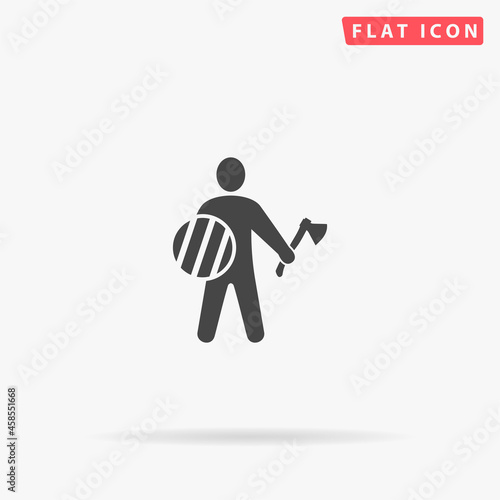 Viking warrior flat vector icon. Hand drawn style design illustrations