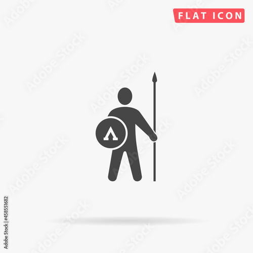 Greek Hoplite Guard flat vector icon. Hand drawn style design illustrations