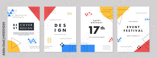 Set of abstract geometric memphis templates. Universal cover Designs for Annual Report, Brochures, Flyers, Presentations, Leaflet, Magazine.
