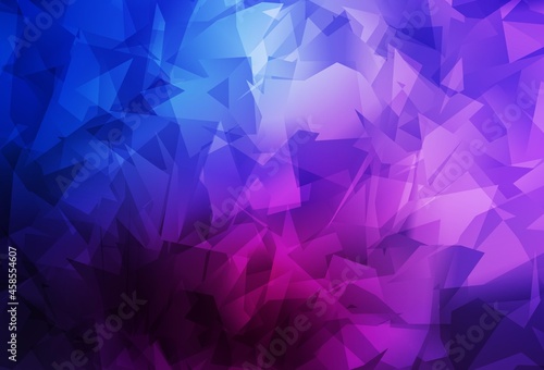 Dark Pink, Blue vector polygonal pattern.