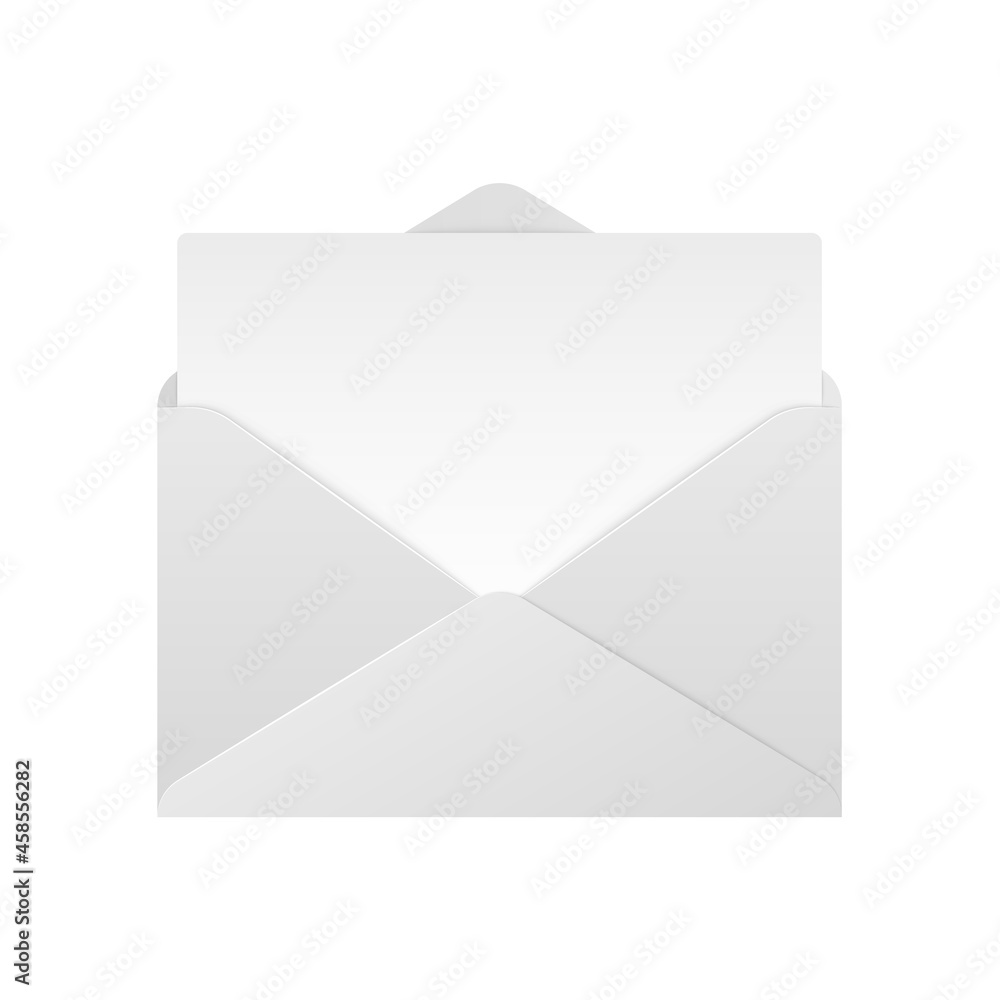 Realistic envelope. Unfolded envelope mockup isolated on white background. Vector letter illustration Realistic envelope. Unfolded envelope mockup isolated on white background. Vector letter illustration
