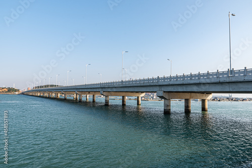Long seaside bridges span the sea