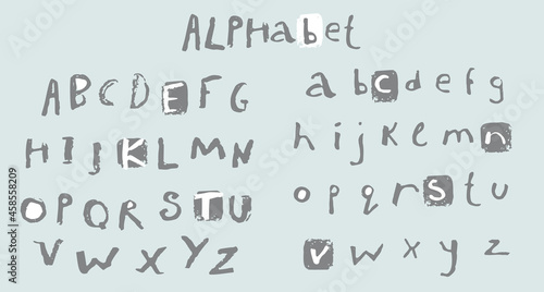 Vector cute english uppercase and lowcase alphabet