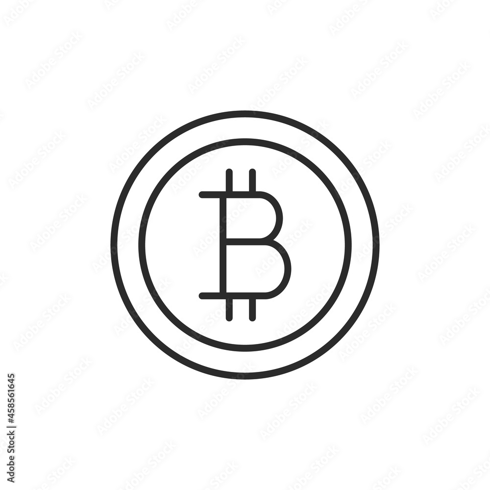 Bitcoin icon. Lined circle with bitcoin sign isolated on white background. Thin line icon for social media and web design. Vector illustration Bitcoin icon. Lined circle with bitcoin sign isolated on white background. Thin line icon for social media and web design. Vector illustration