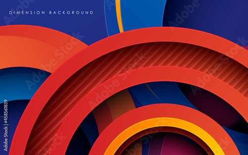 Abstract colorful round dimension layers background