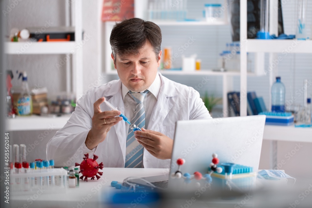 Doctor filling syringe with medication, Vaccination and immunization Doctor filling syringe with medication, Vaccination and immunization