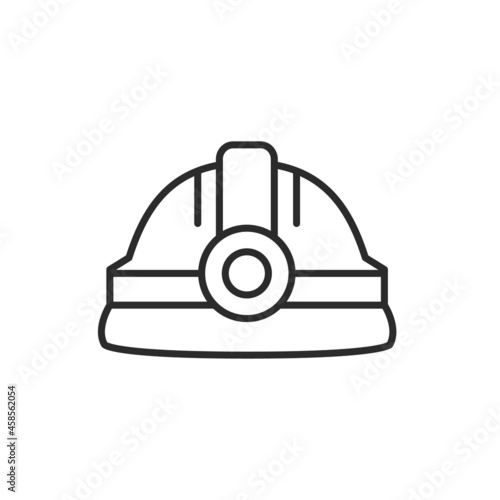 Miner Helmet icon. Crypto miner symbol. Thin line miner helmet isolated on white background. Icon for social media and web design. Vector illustration