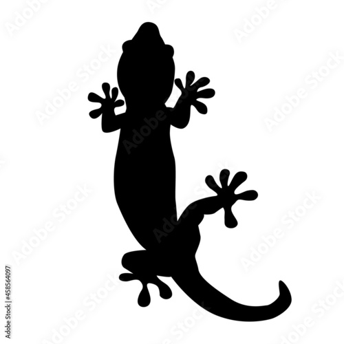 Lizard icon isolated on white background. Reptile, salamander, gecko black silhouette for logo, sign or pictogram template. Lizard stencil. Monochrome chameleon symbol. Stock vector illustration photo