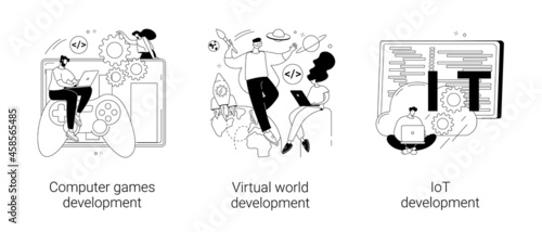 Programming team abstract concept vector illustrations.