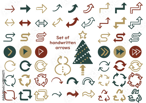 矢印のアイコンセットクリスマスカラーベクターイラスト素材