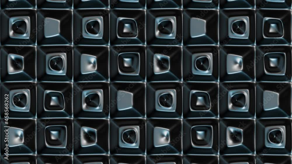 Loopable Textures Liquid shiny square metallic background, slow motion animation ...