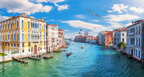 Grand Canal of Venice, view of the Lagoon near Santa Maria della Salute, Italy