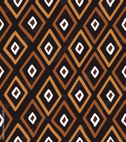 African Print Fabric. Vector Seamless Tribal Pattern. Traditional Ethnic Hand Drawn Ornament for your Design Cloth, Carpet, Rug, Wrap