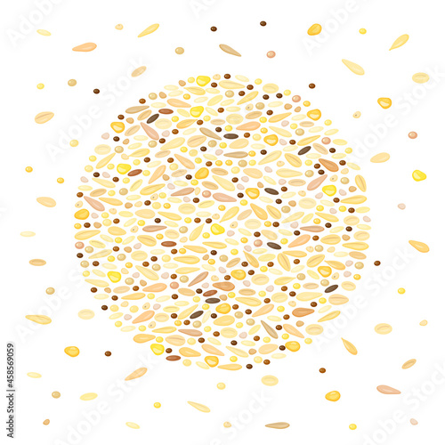 Cereal grains in circle.