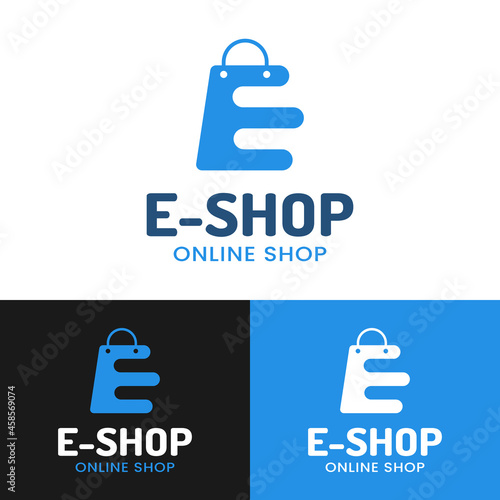 Letter Initial E Shopping Bag for Online Digital Retail E Commerce Shop Store Market Supermarket Company Brand Mobile app Simple Creative Unique Flat Logo Design.