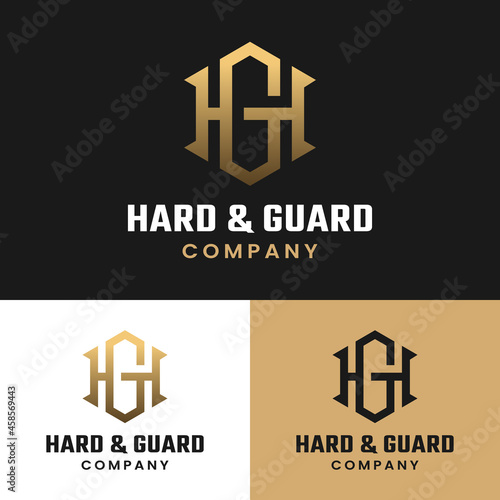 Monogram Initial Letter H G HG GH Hexagon Simple Elegant Minimalist Retro Vintage Logo Design.