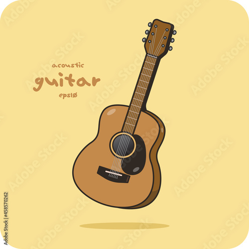 Acoustic Guitar, vector design and isolated background.